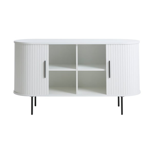 Cassettiera bianca con ante scorrevoli 120x76x45 cm Nola – Unique Furniture-image-3