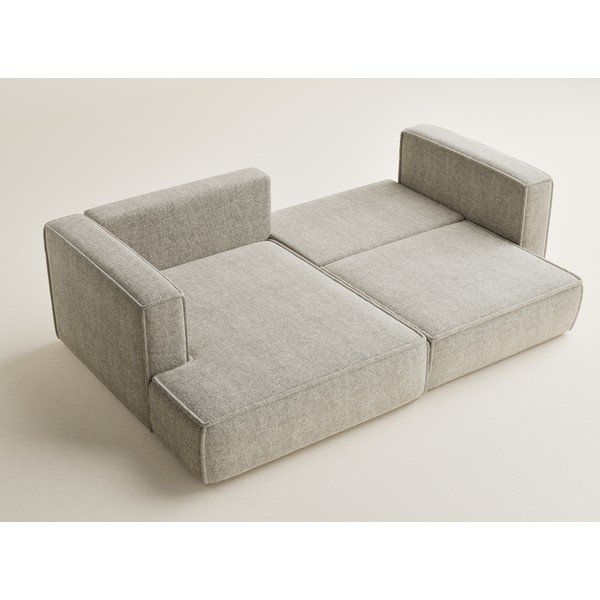 Divano angolare beige allungabile/con contenitore (con penisola a sinistra/con chaise lounge) con rivestimento in ciniglia Velto – Maison de Rêve-image-3