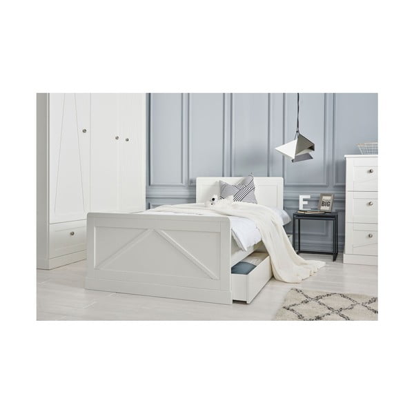 Cassetto bianco sotto il letto dei bambini Basi, 90 x 200 cm - Pinio-image-1