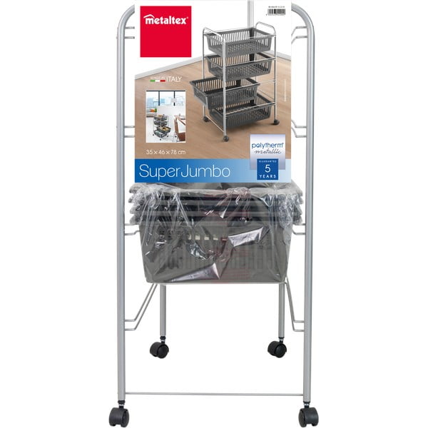 Scaffale mobile in grigio scuro-argento 46x78 cm - Metaltex-image-3