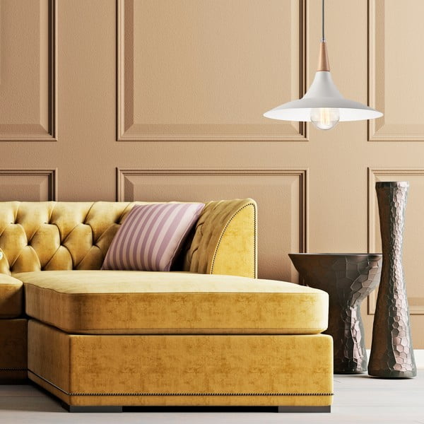 Lampadario bianco con paralume in metallo ø 30 cm Ufo – LAMKUR-image-3