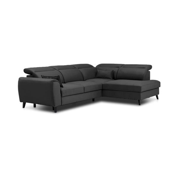Divano angolare grigio scuro allungabile/con contenitore (con penisola a destra/a L) e rivestimento in velluto Noble – ELTAP-image-2