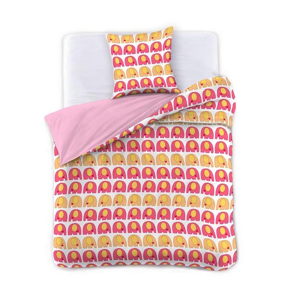 Biancheria da letto singola in microfibra Cute Elephants, 155 x 220 cm - DecoKing