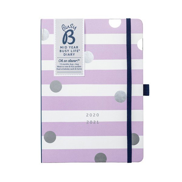 Fialovo-bílý diář od srpna 2020 do srpna 2021 Busy B Lilac Lemonade