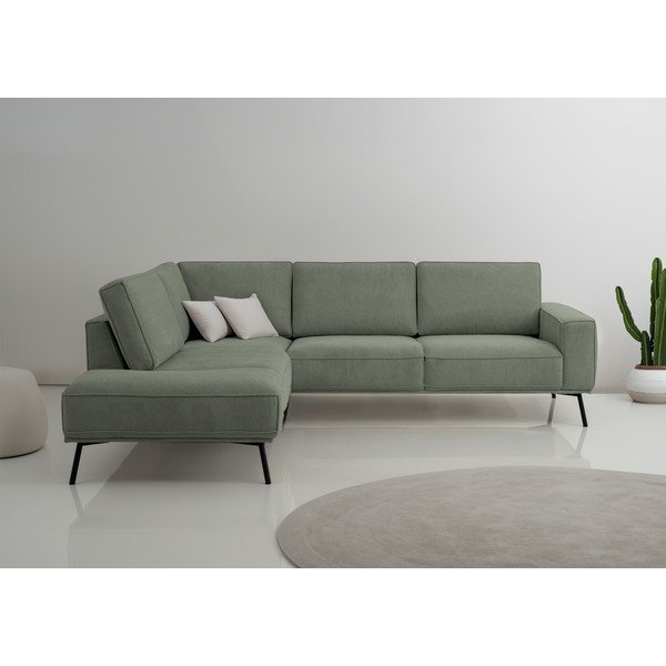 Divano angolare verde (con penisola a sinistra/a L) con rivestimento in ciniglia Amsterdam – Scandic-image-1