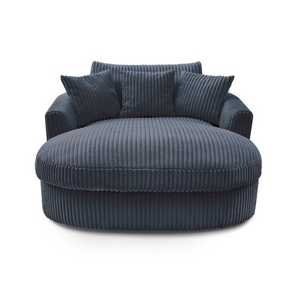 Poltrona blu scuro con rivestimento in velluto a coste Belem – Bobochic Paris-image-3