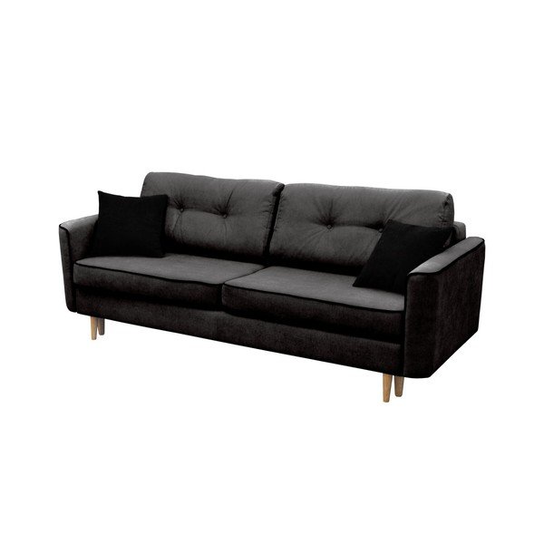 Divano letto a tre posti nero con gambe chiare Ivy - Mazzini Sofas-image-1