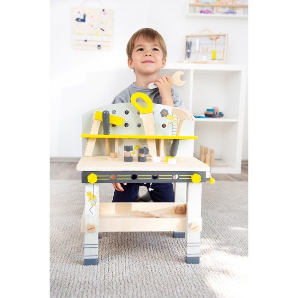 Banco da lavoro in legno per bambini con attrezzi Mini - Legler-image-1