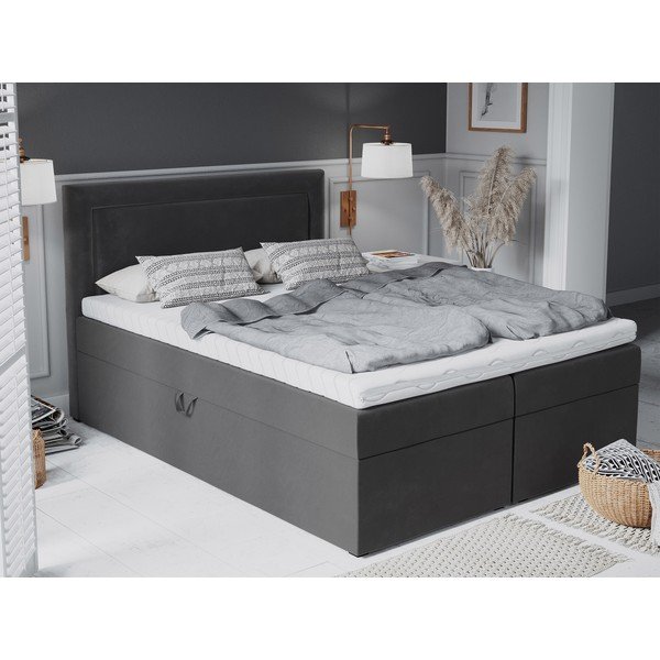 Letto boxspring grigio scuro con contenitore 180x200 cm Yucca - Mazzini Beds-image-1