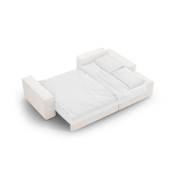 Divano letto angolare bianco in tessuto bouclé (angolo destro) Jodie - Micadoni Home-image-4