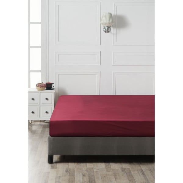 Lenzuolo rosso in cotone elasticizzato 160x200 cm - Mijolnir-image-2