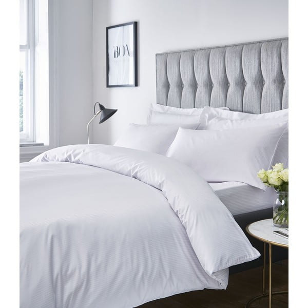 Biancheria da letto singola bianca 135x200 cm Satin Stripe - Catherine Lansfield