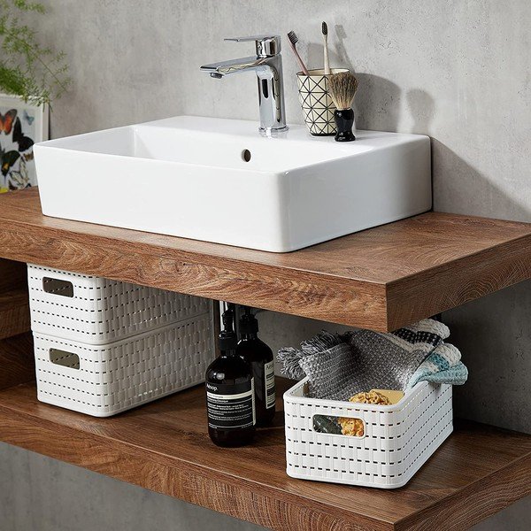 Cestino beige in plastica riciclata Country - Rotho-image-2