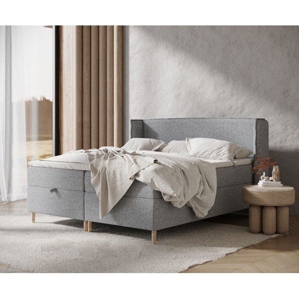 Letto boxspring grigio con spazio contenitivo 180x200 cm Monpelli - Maison de Rêve-image-1