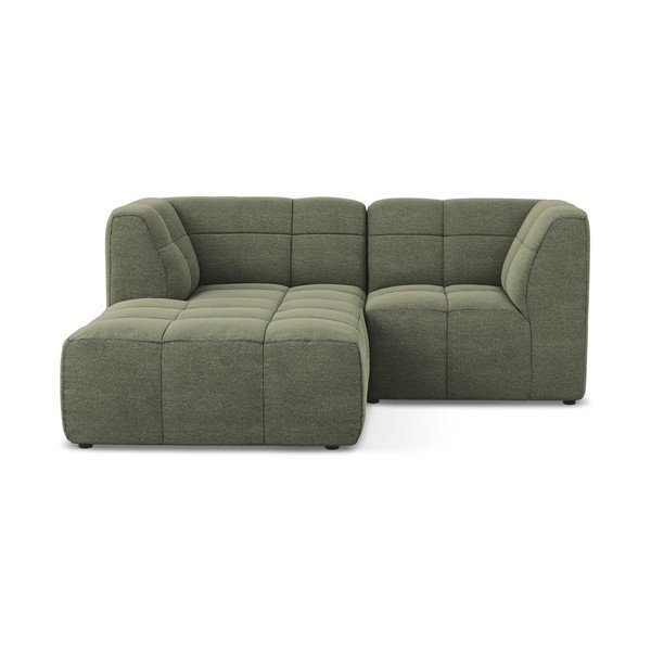 Divano angolare verde (con penisola a sinistra/con chaise lounge) con rivestimento in bouclé Aloha – Makamii