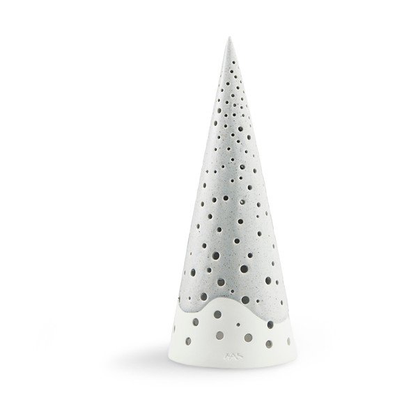 Šedý vánoční svícen z kostního porcelánu Kähler Design Nobili, výška 25,5 cm