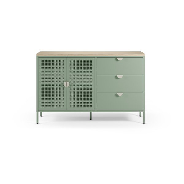 Credenza color menta/di colore naturale in metallo 140x90x40 cm Sayla – Marckeric