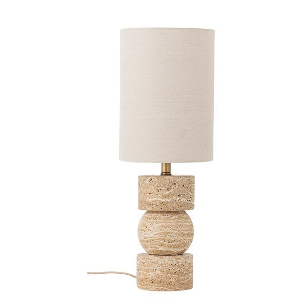 Lampada da tavolo di colore naturale in pietra con paralume in tessuto (altezza totale 53 cm) Marci – Bloomingville