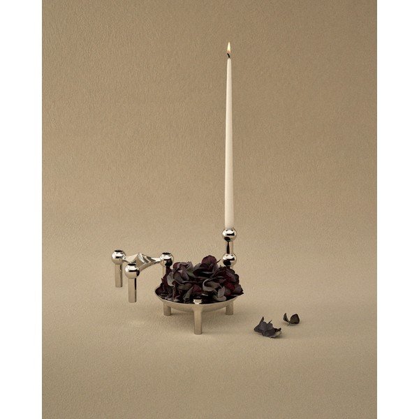 Vaso color argento lucido in metallo (altezza totale 10 cm) Nagel – STOFF Nagel-image-2