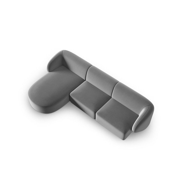 Divano angolare grigio (con penisola a sinistra/con chaise lounge) con rivestimento in velluto Paolo – Milo Casa-image-2