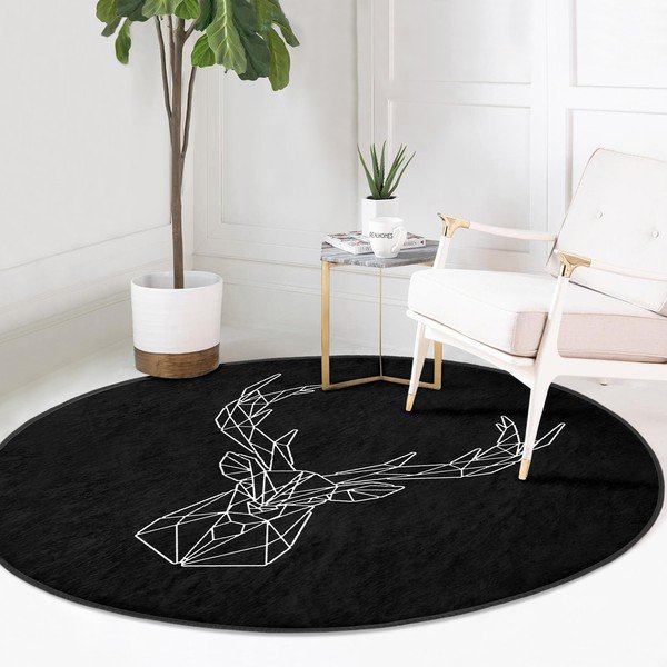 Tappeto rotondo nero lavabile adatto a robot aspirapolvere ø 100 cm Comfort - Mila Home-image-2
