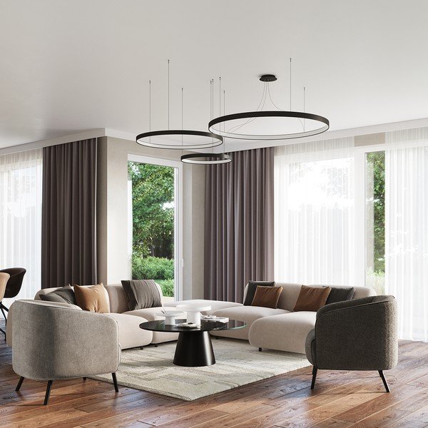 Lampadario LED nero in alluminio ø 110 cm RIO – Thoro-image-4