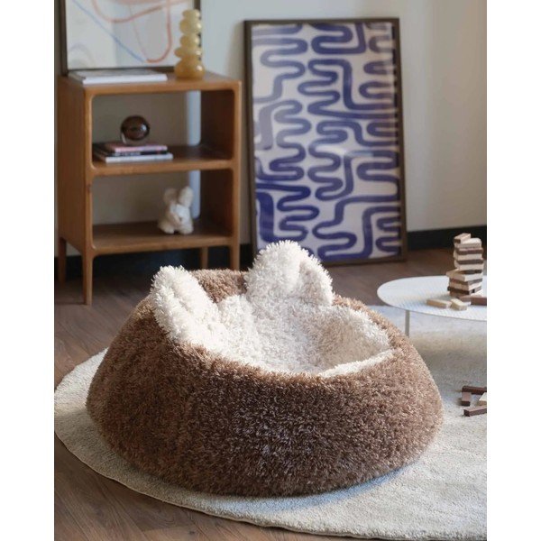 Pouf a sacco per bambini marrone con rivestimento in pelliccia sintetica Yeti – Wigiwama-image-1