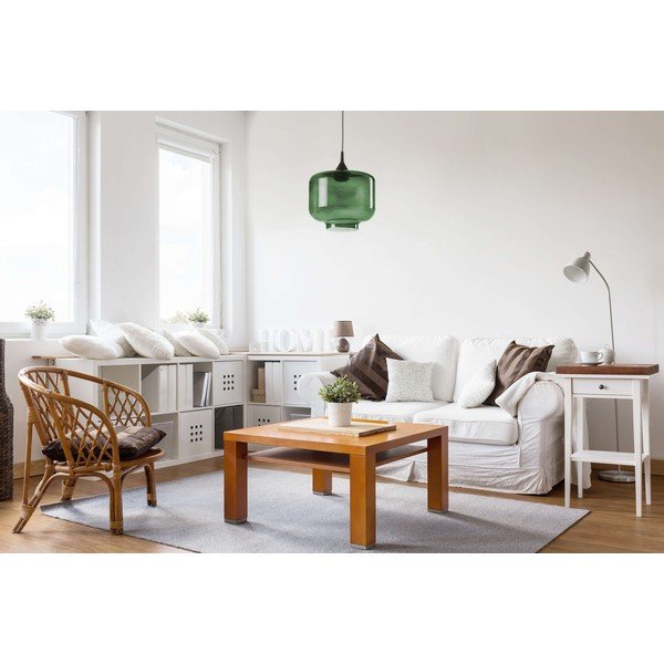 Lampada a sospensione nera con paralume in vetro verde Tierra Bella Ambar, ø 25 cm Santori - Surdic-image-1