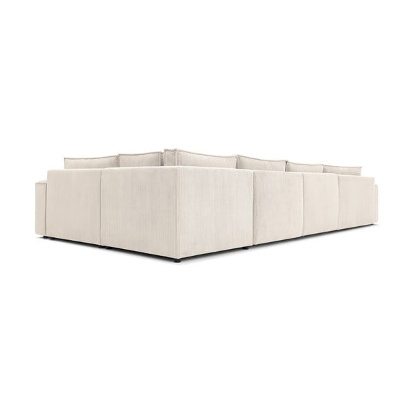 Divano angolare in velluto a coste color crema, angolo destro Nihad modular - Bobochic Paris-image-4