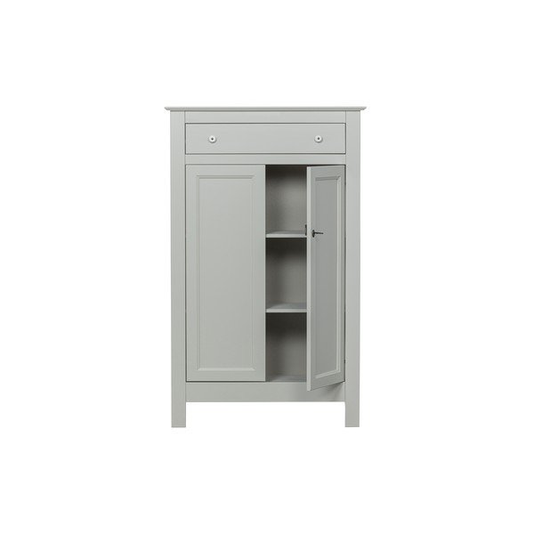 Cassettiera alta con serratura in legno di pino grigio chiaro 93x150 cm Eva - WOOOD-image-2