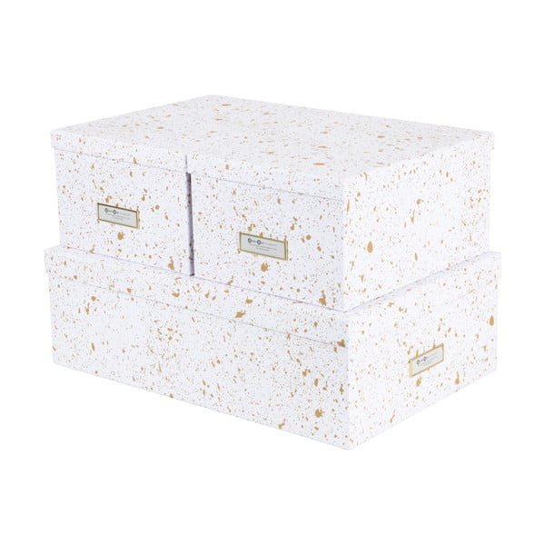 Set di 3 scatole portaoggetti in oro e bianco Inge - Bigso Box of Sweden