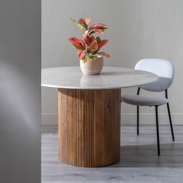 Tavolo da pranzo rotondo con piano in marmo ø 120 cm – Ixia-image-1