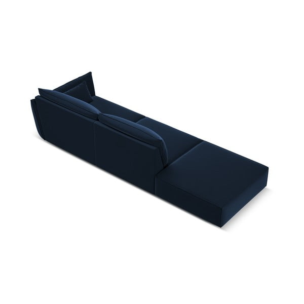 Divano blu scuro con penisola a destra con rivestimento in velluto 264 cm Vanda – Mazzini Sofas-image-3