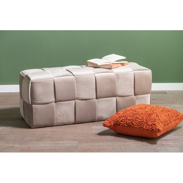 Sgabello in velluto grigio Weaved - Leitmotiv-image-1
