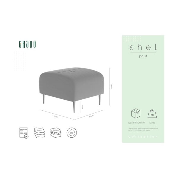 Poggiapiedi in velluto verde scuro Shel - Ghado-image-3