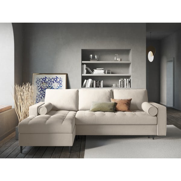 Divano letto beige chiaro Santo, angolo sinistro - Milo Casa-image-1