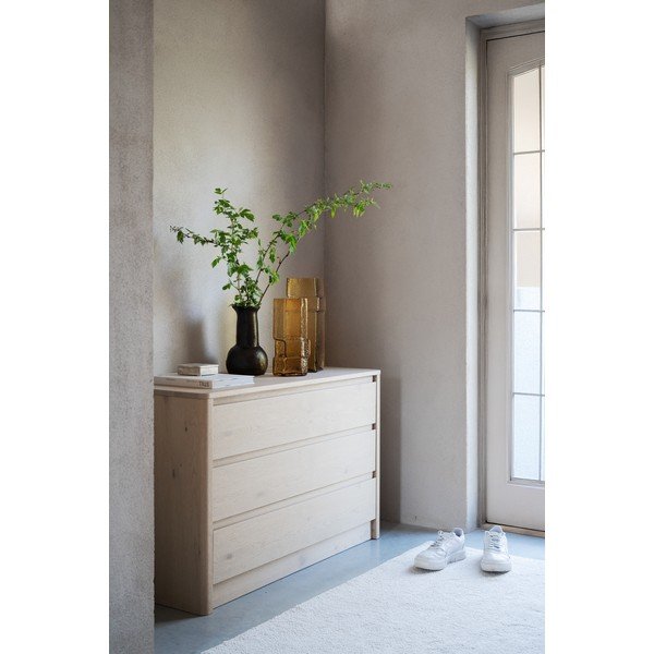 Credenza colore naturale chiaro con effetto rovere 110x70x45 cm Melstone – Rowico-image-4