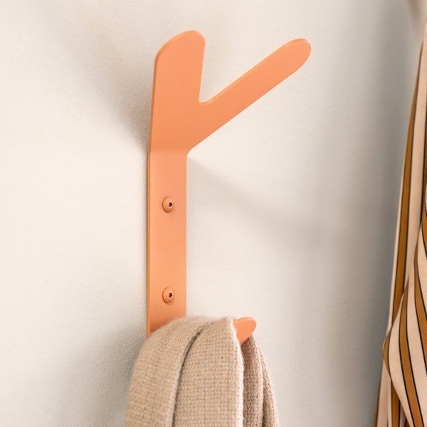 Gancio da parete color salmone in acciaio Frondo – Spinder Design-image-1