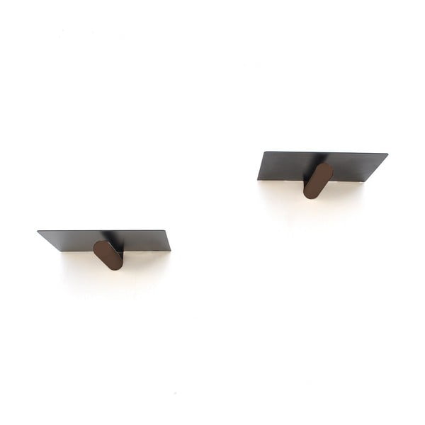 Set di 2 ripiani in metallo nero da 21 cm Rod - Kalune Design