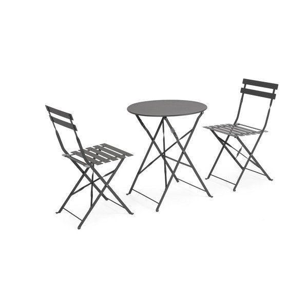 Set da pranzo da giardino color antracite in acciaio per 2 persone Austin – Bizzotto