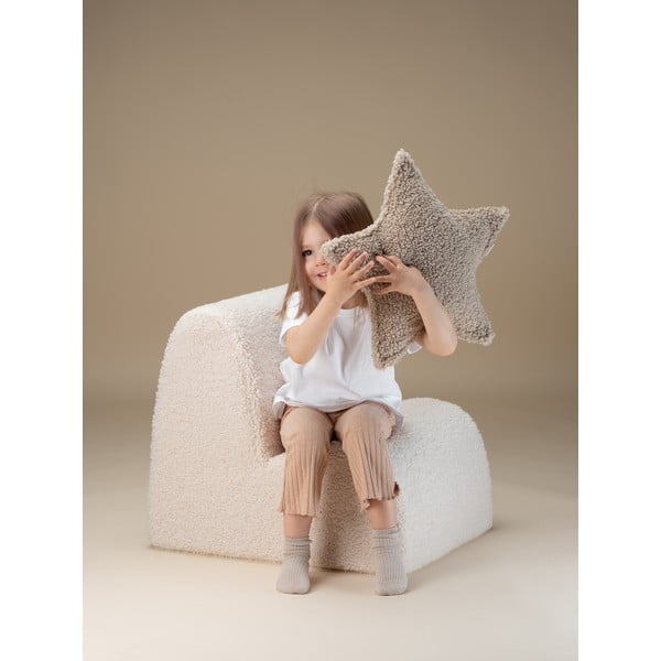 Poltrona per bambini color crema con rivestimento in bouclé Cloud – Wigiwama-image-2