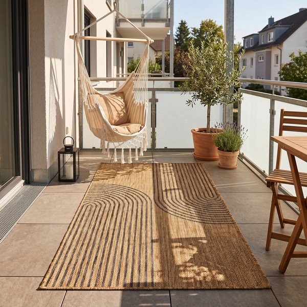 Tappeto da interno/esterno nero/marrone 80x150 cm Mira 1453 – Ayyildiz Carpets-image-1