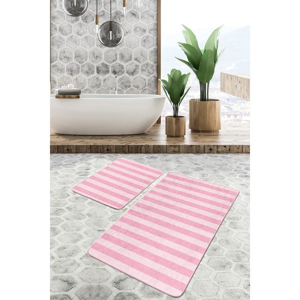 Tappetini da bagno rosa in set da 2 100x60 cm - Minimalist Home World-image-2