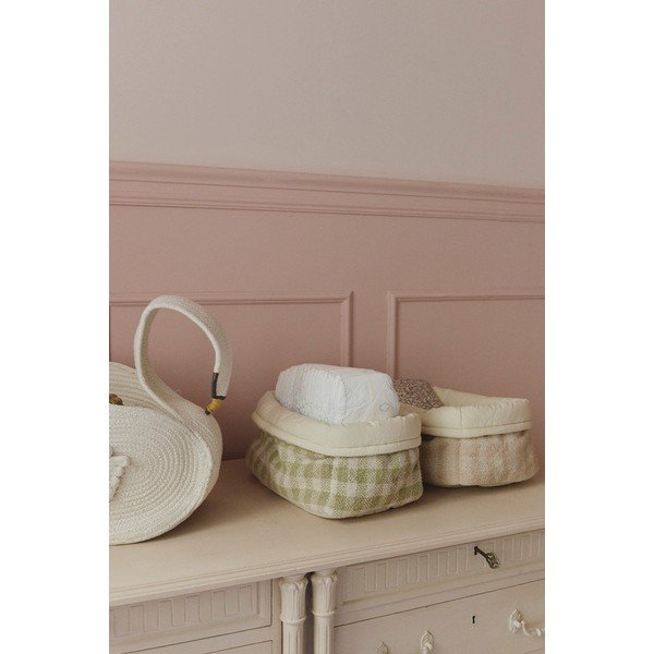 Cesta per giochi da bambino verde chiaro in tessuto 30x20x20 cm Swan Matcha – Lorena Canals-image-1