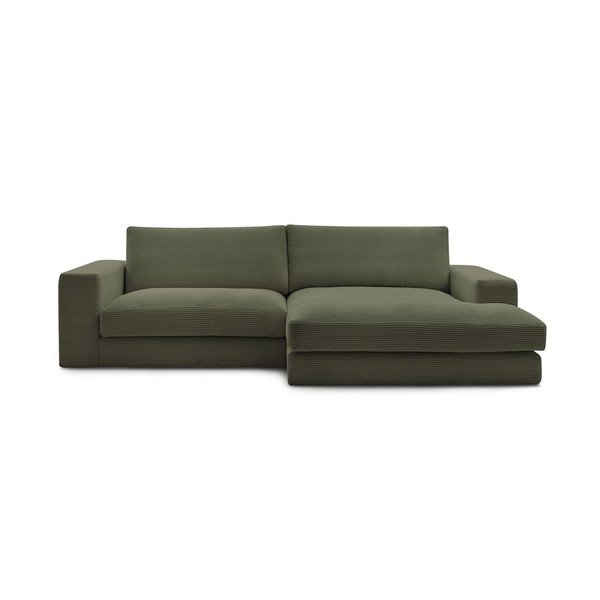 Divano angolare verde (penisola a destra/chaise lounge) con rivestimento in velluto a coste Leonard – Bobochic Paris