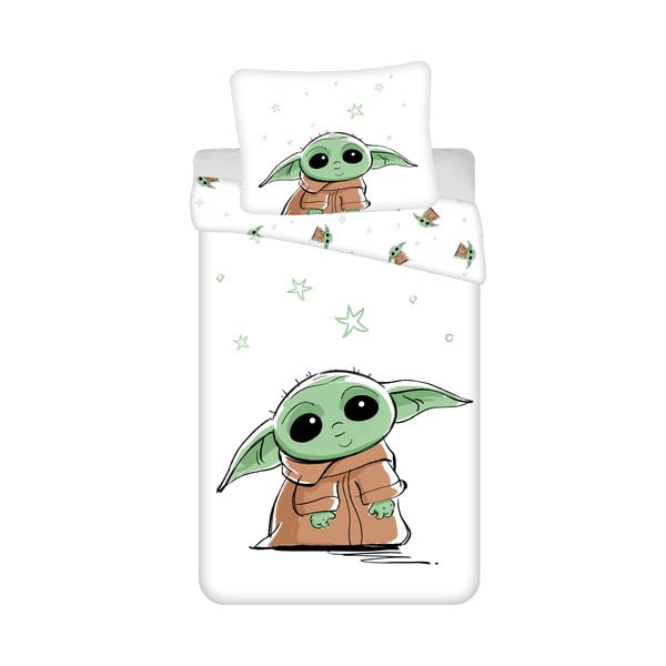 Biancheria da letto per bambini in cotone per letto singolo 140x200 cm Star Wars Baby Yoda - Jerry Fabrics