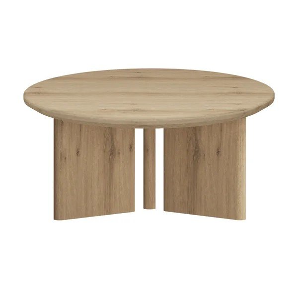 Tavolino da salotto rotondo di colore naturale con piano effetto rovere ø 80 cm Chatham – Støraa-image-4
