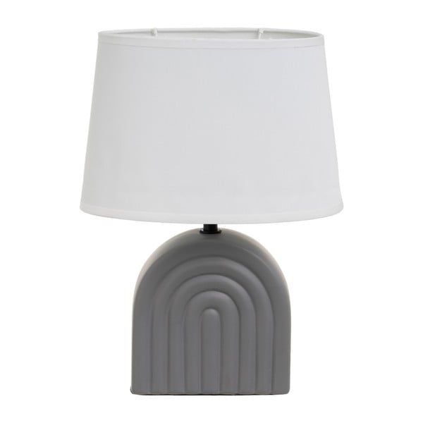 Lampada da tavolo in ceramica bianco-grigia con paralume in tessuto (altezza 31 cm) - Casa Selección