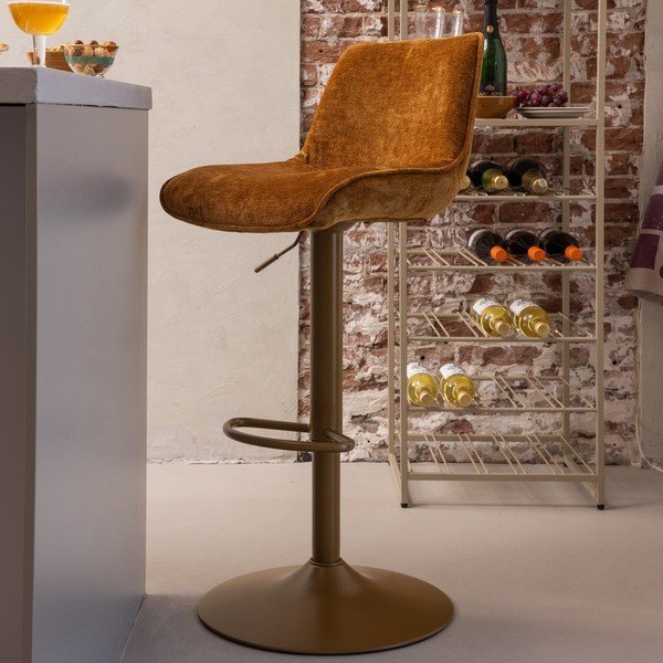 Sgabello da bar color ambra imbottito con altezza regolabile Marten – WOOOD-image-1