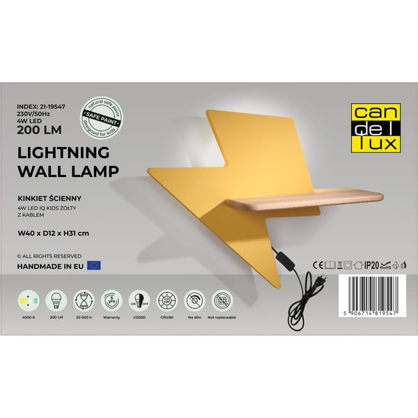 Apparecchio giallo per bambini Lightning - Candellux Lighting-image-2